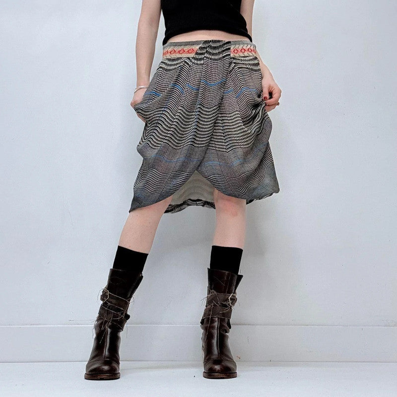 pinstripe checked puff skirt