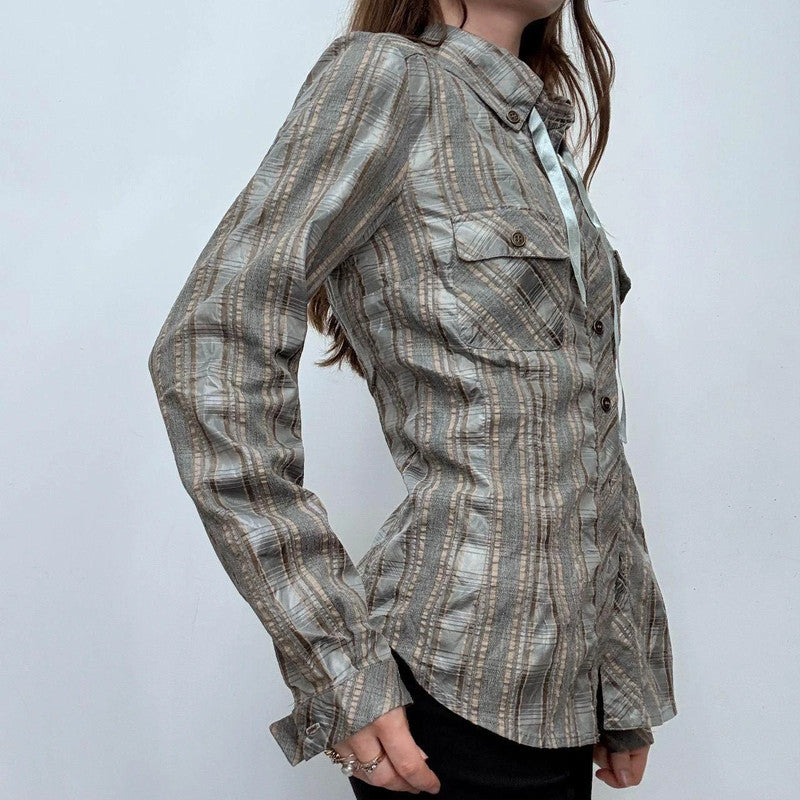 tartan checked flared grunge shirt