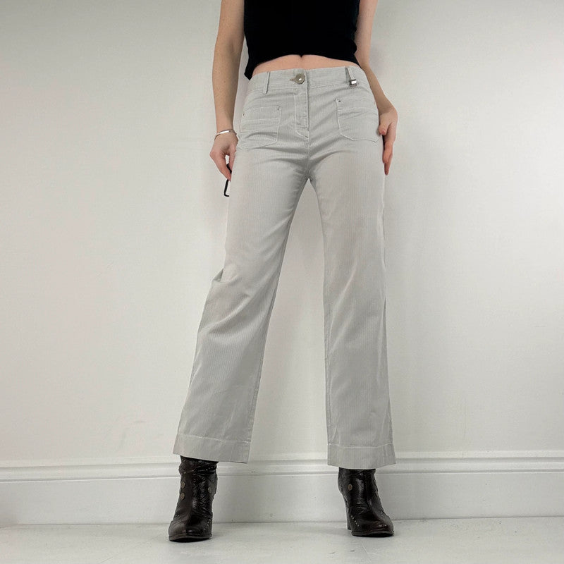 Cop Copine grey pinstripe flared utility trousers
