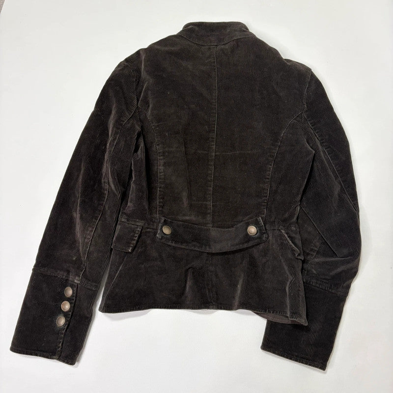 brown cord double breasted napolionic militray jacket