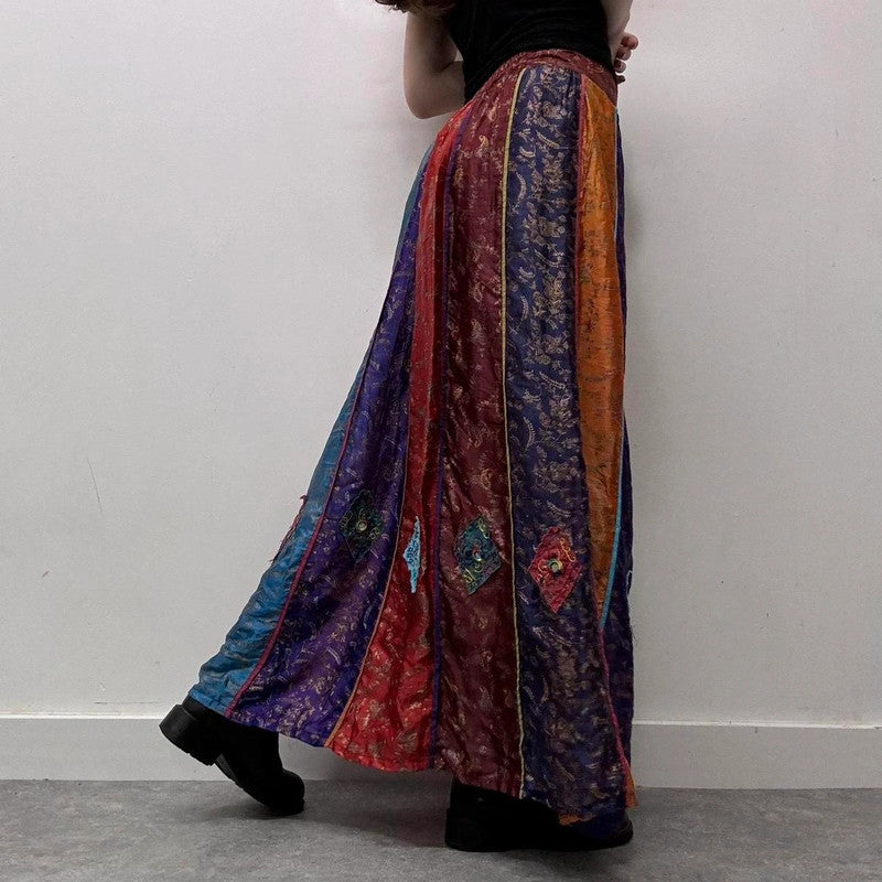 silk paisley hippie maxi skirt
