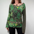 Khaki Paisley Boho Long Sleeve T-Shirt