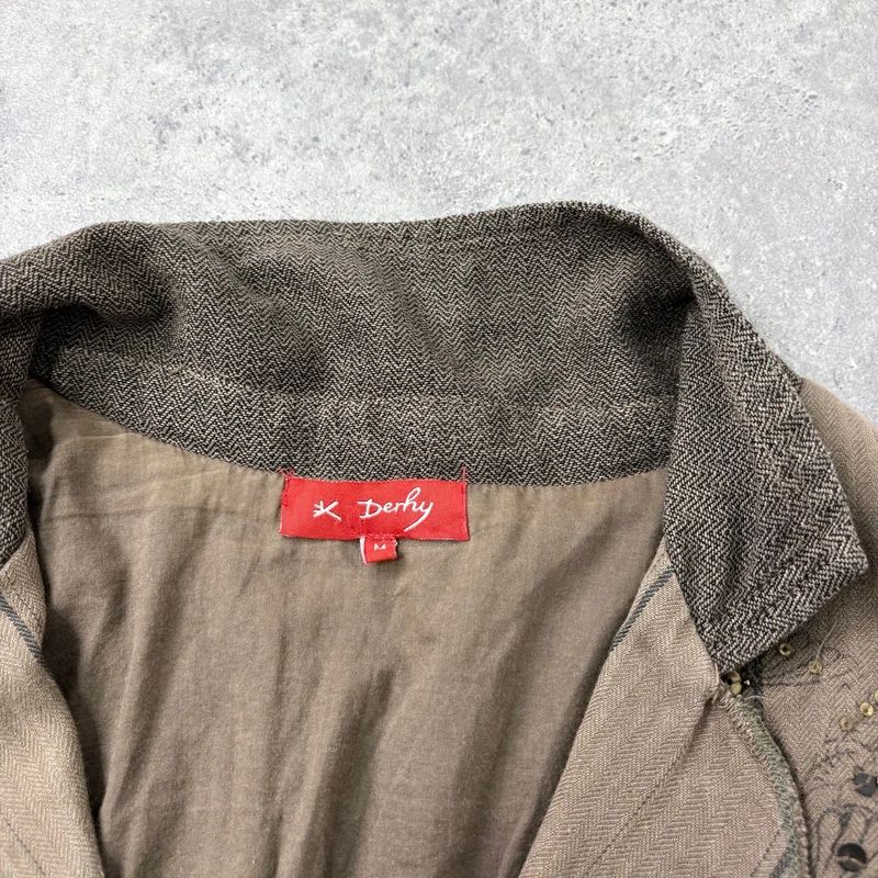 khaki tweed pinstripe fitted grunge fairy Derhy blazer