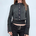 black fitted cropped utility jacket