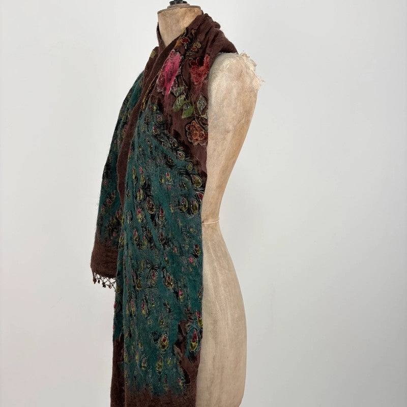 brown felt silk boho fairy scarf