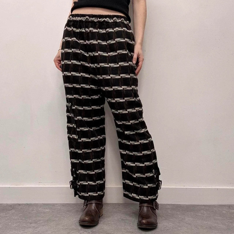 wide leg pinstripe trousers