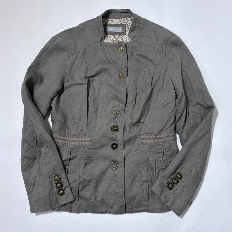 khaki utility fitted flared jacket