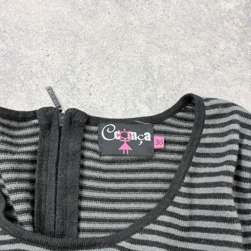 cropped pinstripe gathered engineered jumper