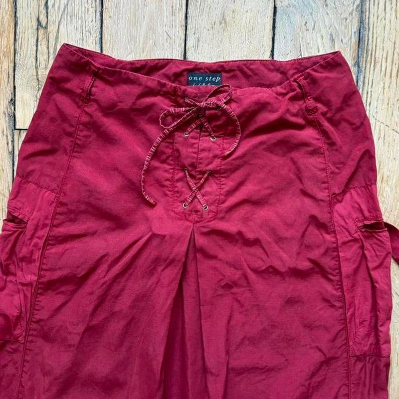 Red linen corset maxi skirt