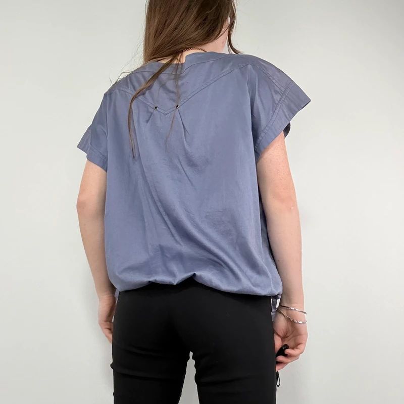 asymmetric button front chore shirt