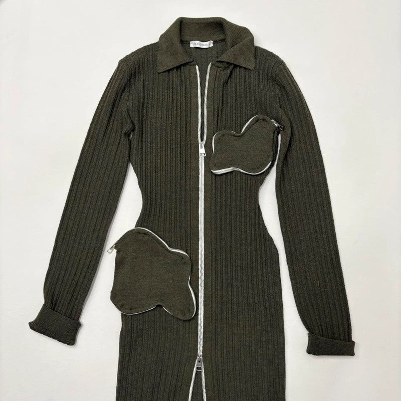 khaki knit JW Anderson rib dress