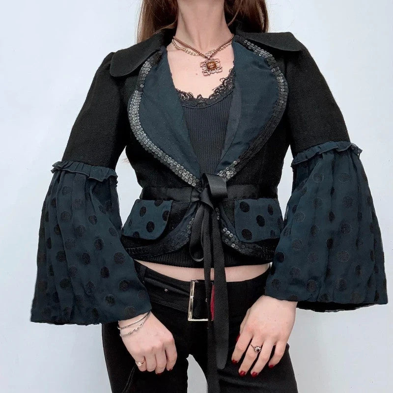 polkadot cropped flared jacket