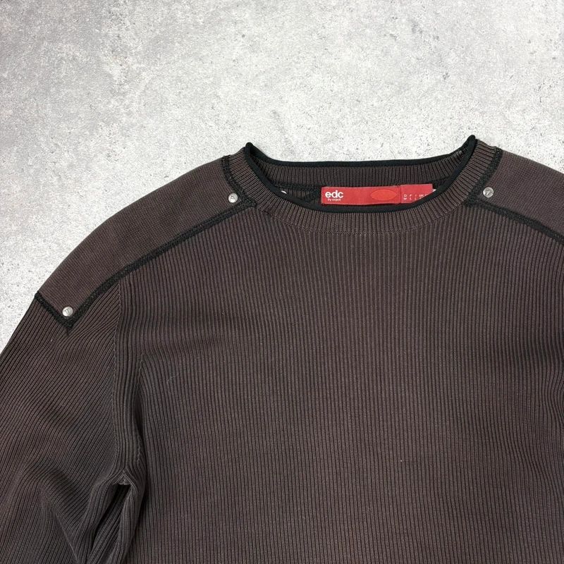 chunky knit brown ribbed jumper