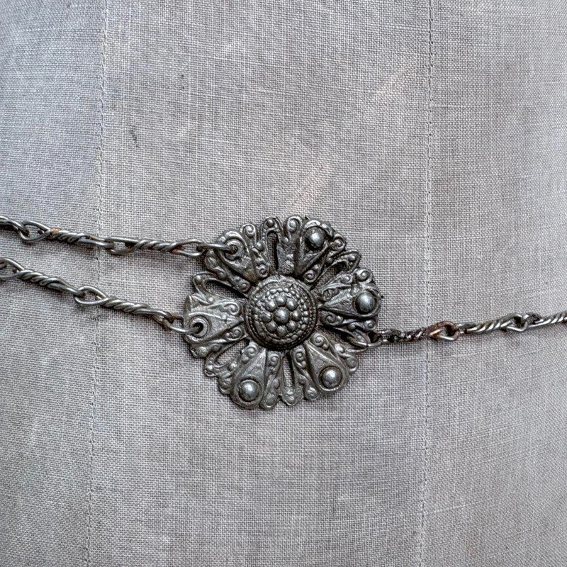 metal chain antique silver belt