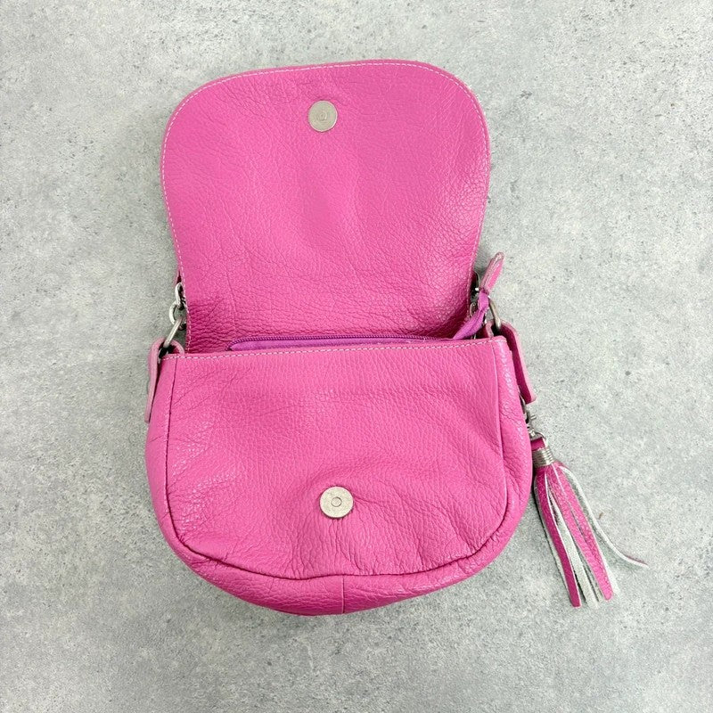 Pink leather chain shoulder bag