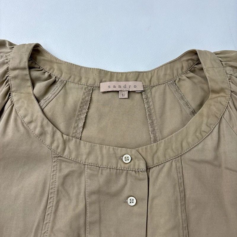 tan Sandro cotton canvas chore shirt