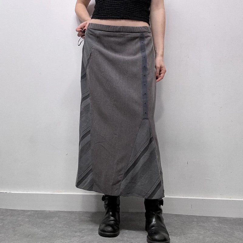 pinstripe grey suit office skirt