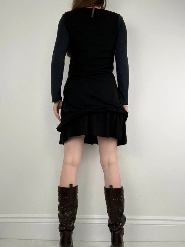 Cop Copine structured vintage black jersey midi dress