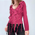 pink ruffle lace Versace blouse