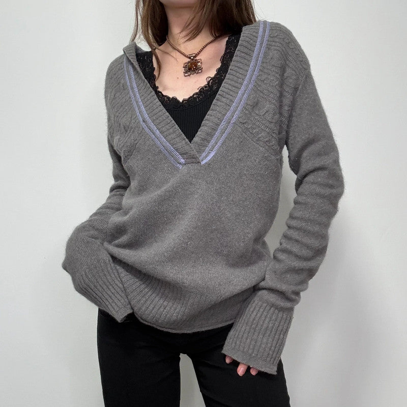 grey cashmere slouchy jumper