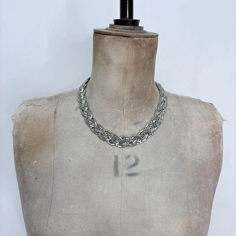 silver beaded chain necklace
