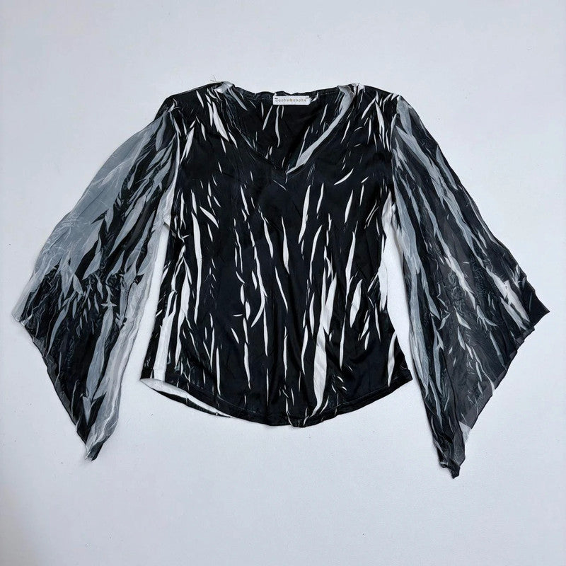 crinkle printed flared grunge top