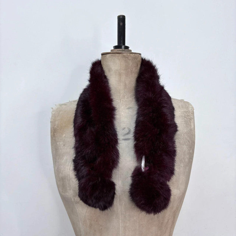 burgandy fur wrap scarf