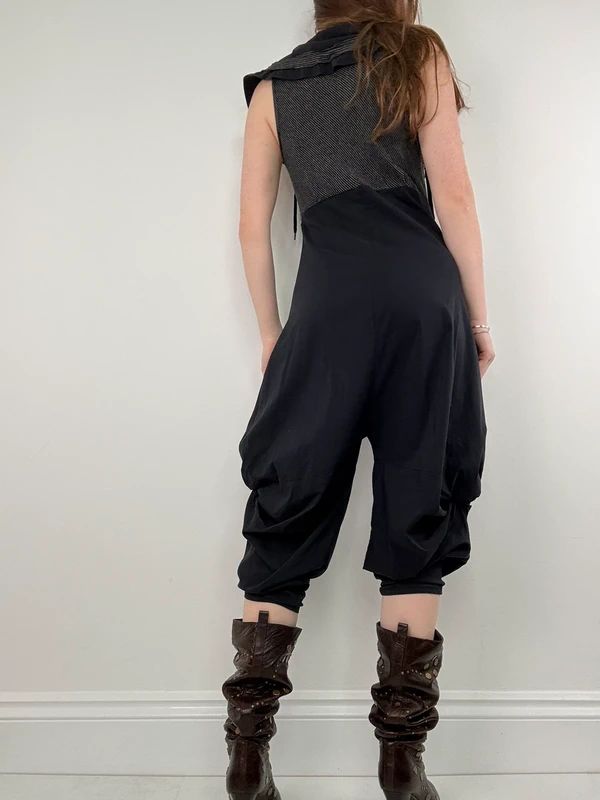 black grunge capri jumpsuit all in one