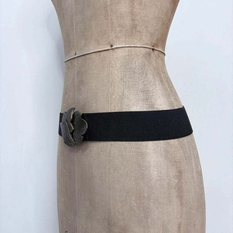 black stretch metal buckle belt