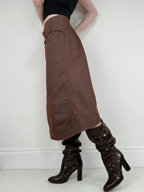 Cop Copine structured brown midi skirt
