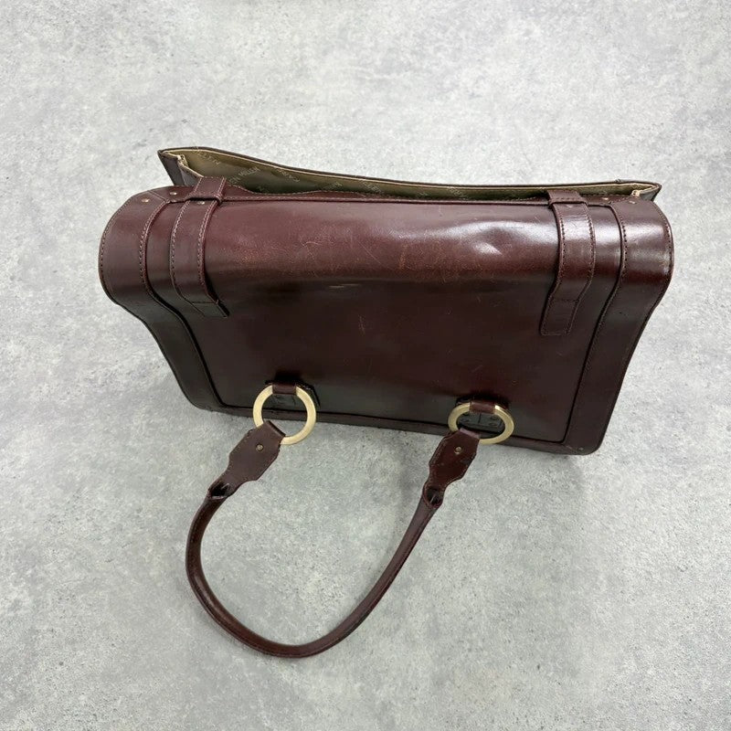 maroon brown Karen millen grunge briefcase handbag