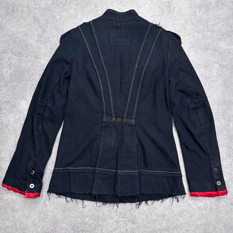 asymmetric archival button grunge blazer