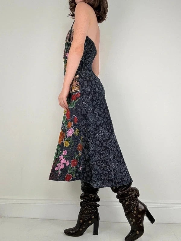 beaded hippy boho floral embellished midi dress