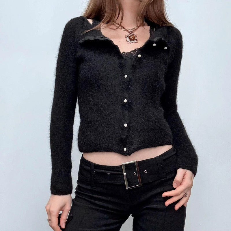 black mohair Sezane cardigan