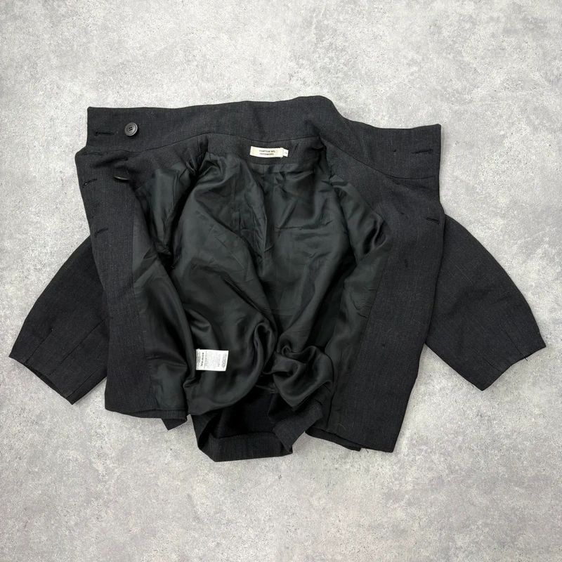 Grey structured boxy high neck jacket