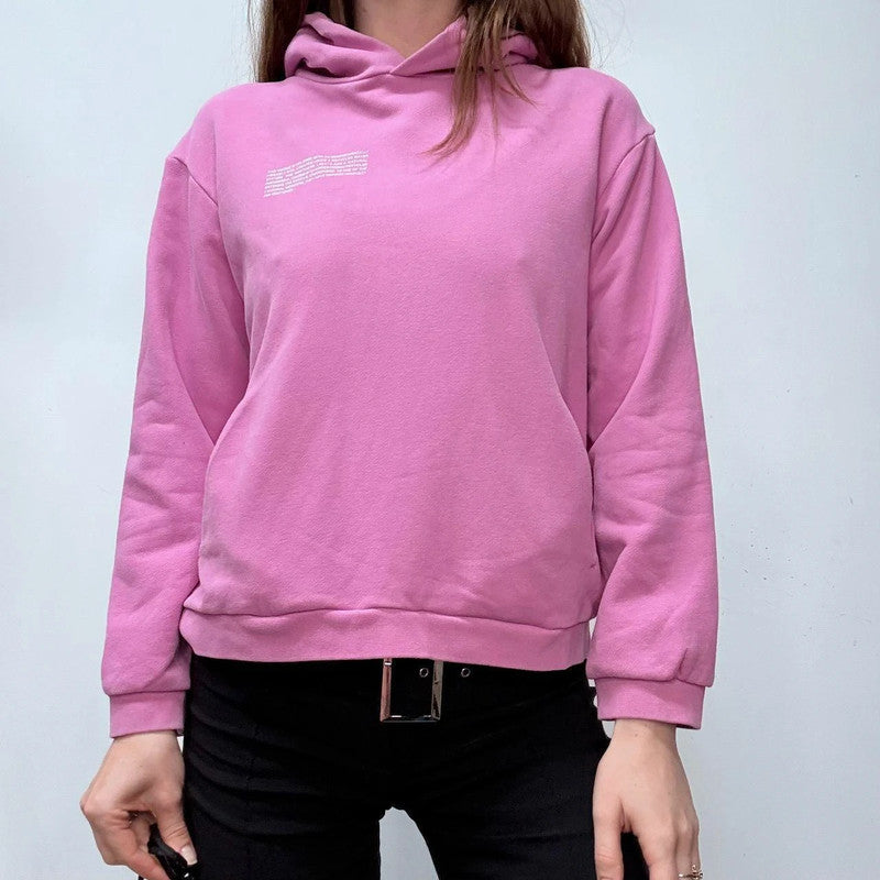 pink pangia cropped cotton hoodie