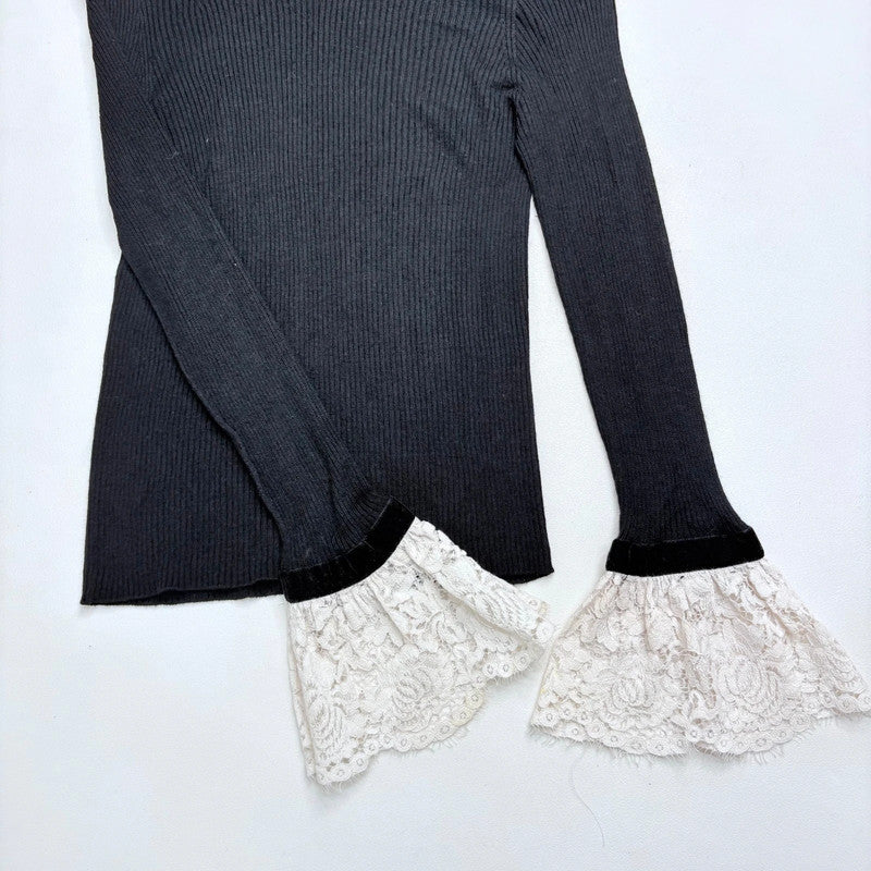 black ribbed slouchy gothic lace shirt
