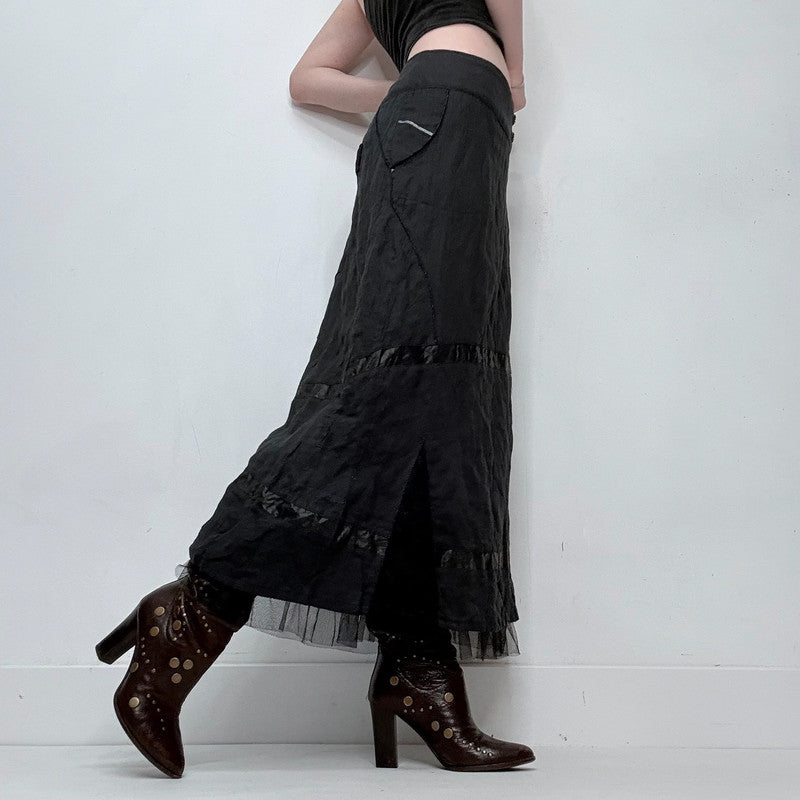 black lace gothic fairy maxi skirt