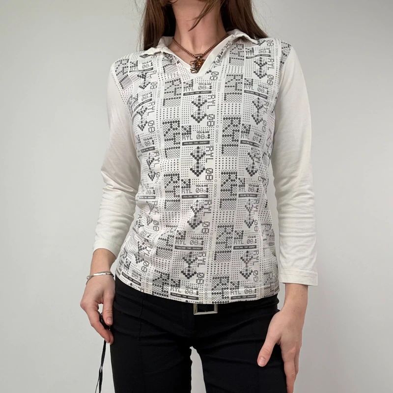 White Graphic printed Polo Shirt