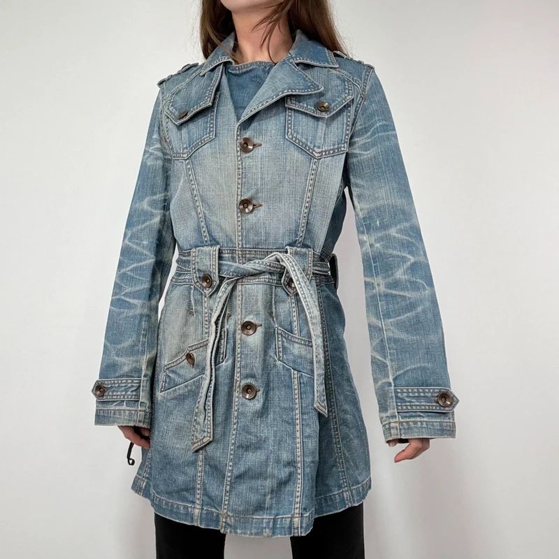 Distressed Denim Trench coat