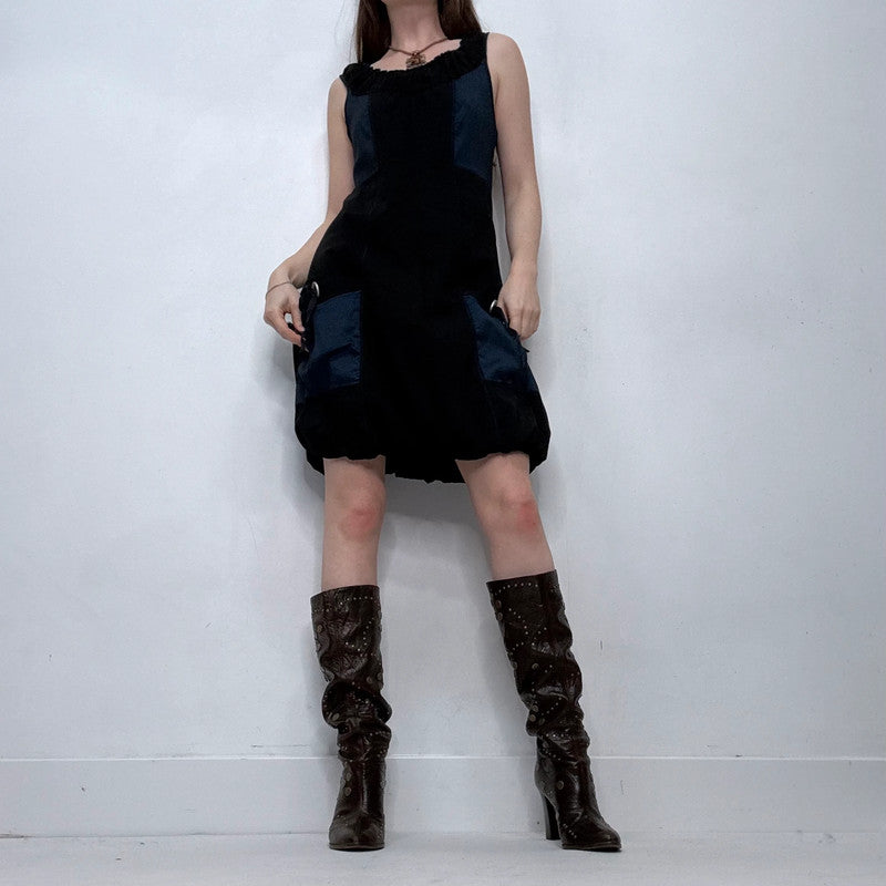 structured puff navy and black