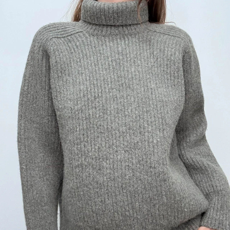 grey chunky ribbed knit ami paris jumper