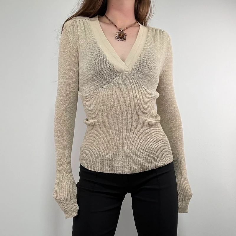 Long sleeve slouchy knit t-shirt