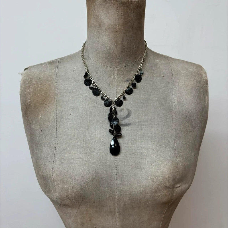 layered chain black pearl necklace