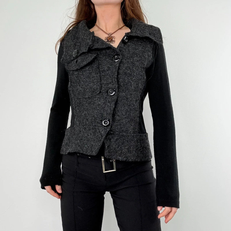 asymmetric wool high neck slouchy jacket
