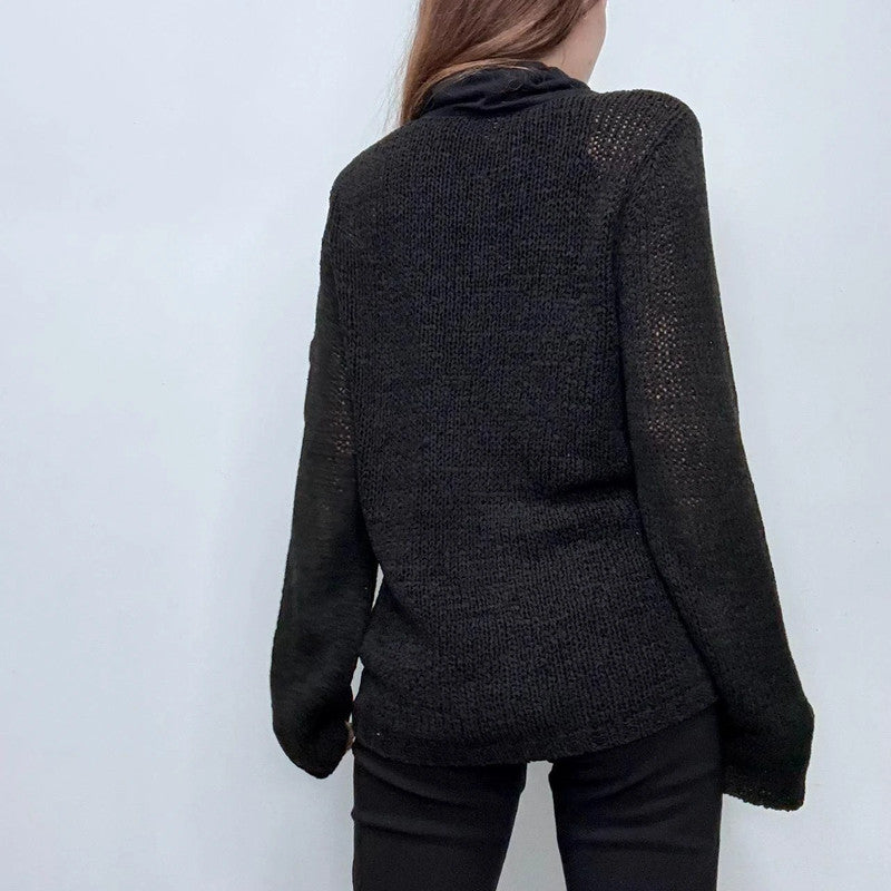 black knit slouchy cardiagn