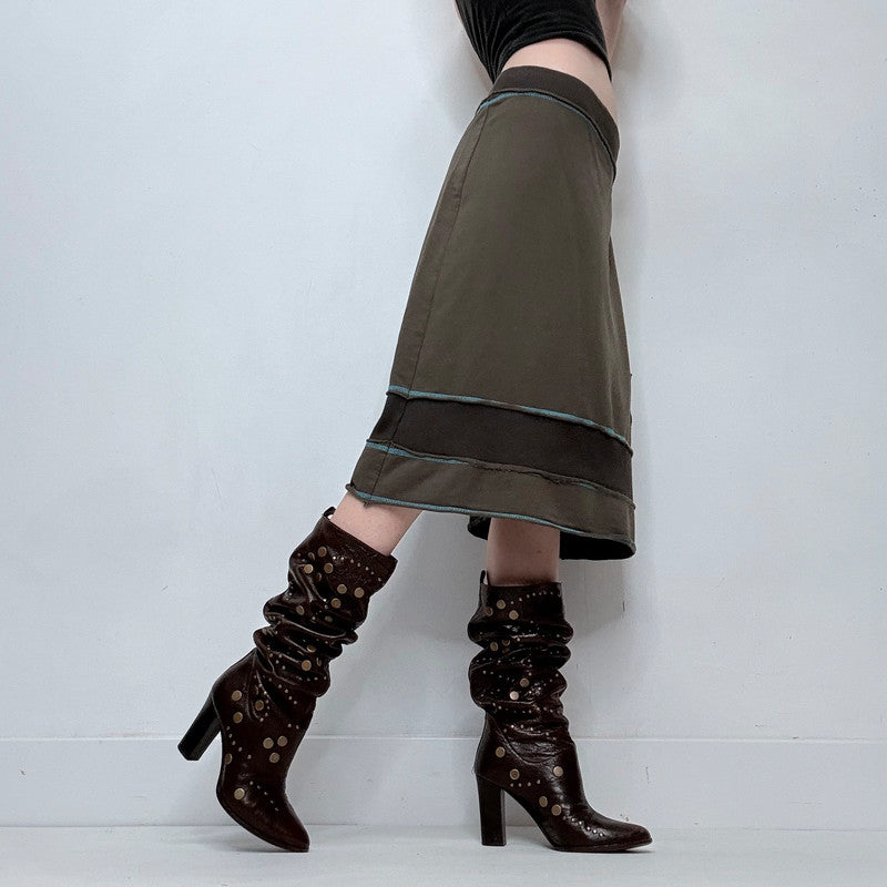 khaki cotton Cop Copine low rise skirt