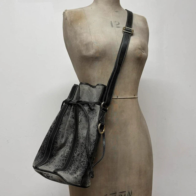 distressed suede leather bag
