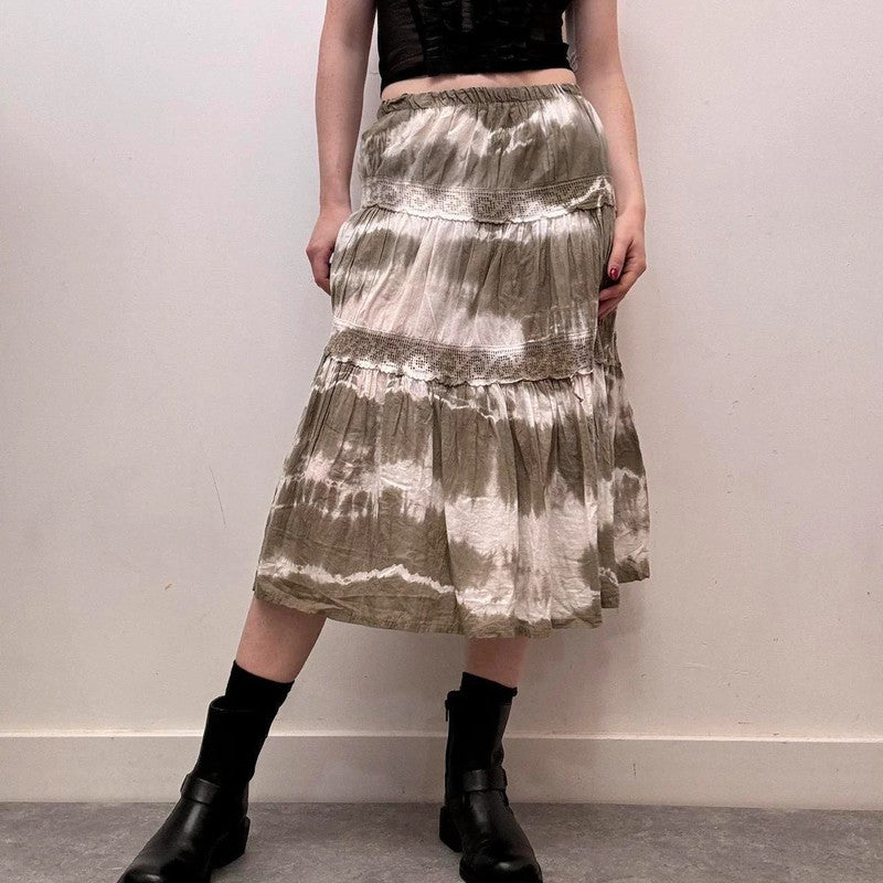 Distressed lace boho skirt