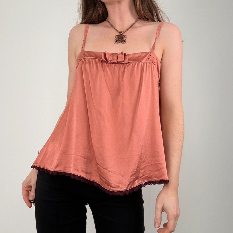 pink silk pleated flared vest
